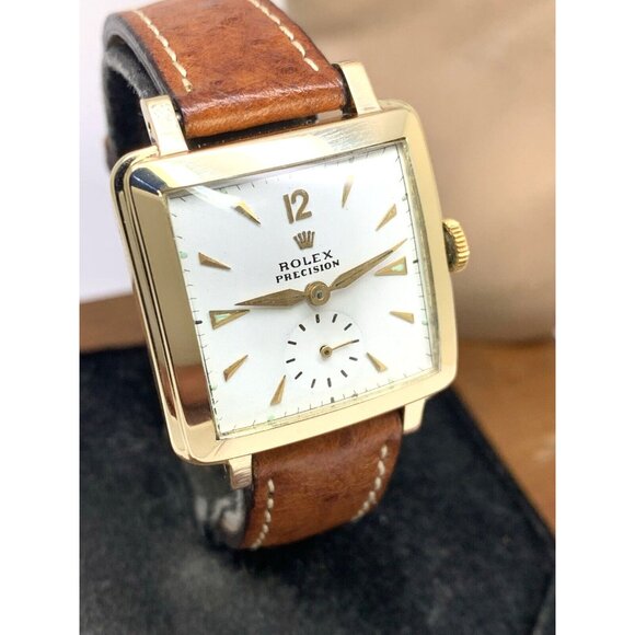 Rolex Precision 4645 Watch Vintage Swiss Automatic 14k Gold Case White Dial 31mm - Picture 15 of 16